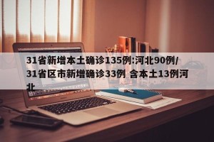31省新增本土确诊135例:河北90例/31省区市新增确诊33例 含本土13例河北